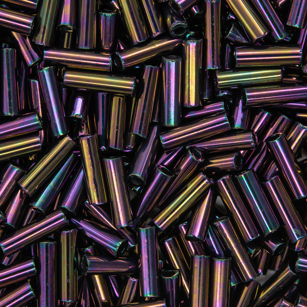 Японский бисер TOHO Bugle (стеклярус) 6mm (№85), металлизированный, непрозрачный глянцевый