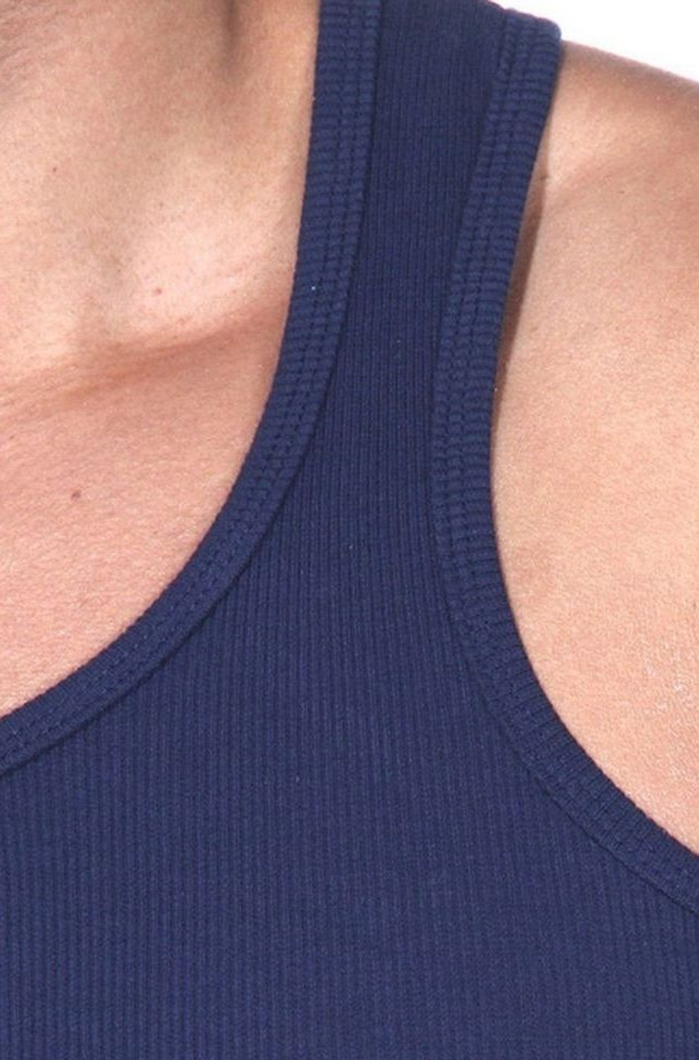 Темно-синяя мужская майка из хлопкового полотна (Размер: L) (Цвет: темно-синий)