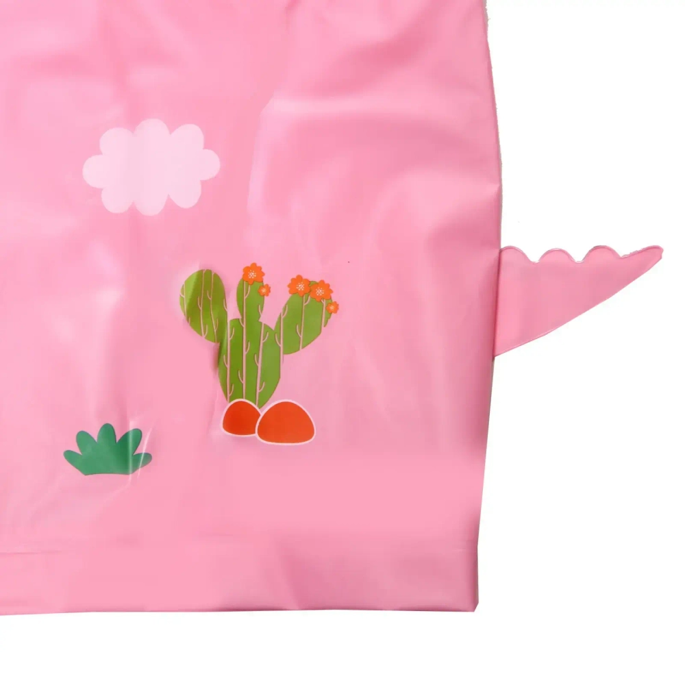 Дождевик-плащ детский «Рокки-Динозаврик» с капюшоном, рукава на резинке, цвет розовый, размер L(68*50см) ДоброСад