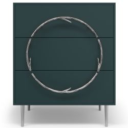 Комод Арт Колор matte Стайл Сильвер с 3 ящиками Зеленый бирюзовый матовый