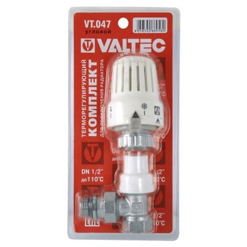 Клапан термостатический Valtec 1/2" угловой с термоголовкой арт. VT.047.N.04 для радиаторов