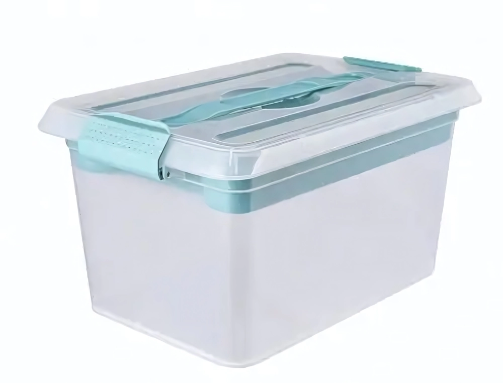 Контейнер универсальный для хранения с ручкми-защелками и вкладышем, прозрачный, 34,5*23*19см, 10л