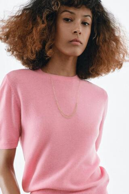 ZARA СВИТЕР ИЗ 100% ШЕРСТИ С КОРОТКИМИ РУКАВАМИ, ЯРКО-РОЗОВЫЙ