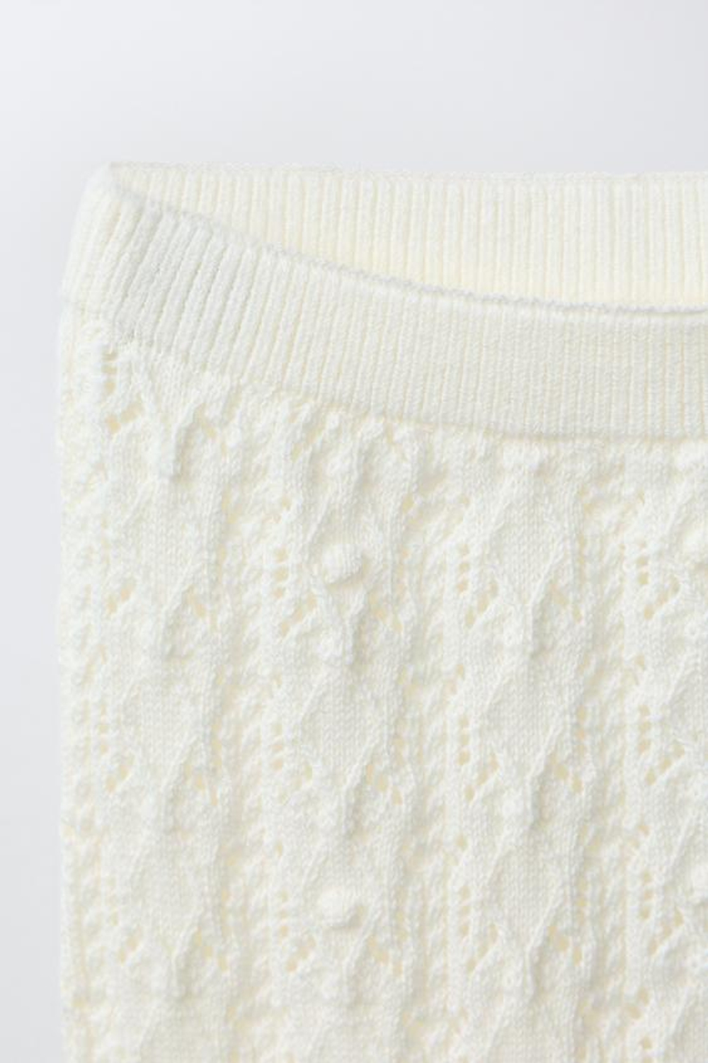 ZARA ТРИКОТАЖНЫЕ БРЮКИ С АЖУРНЫМ УЗОРОМ, ЭКРЮ