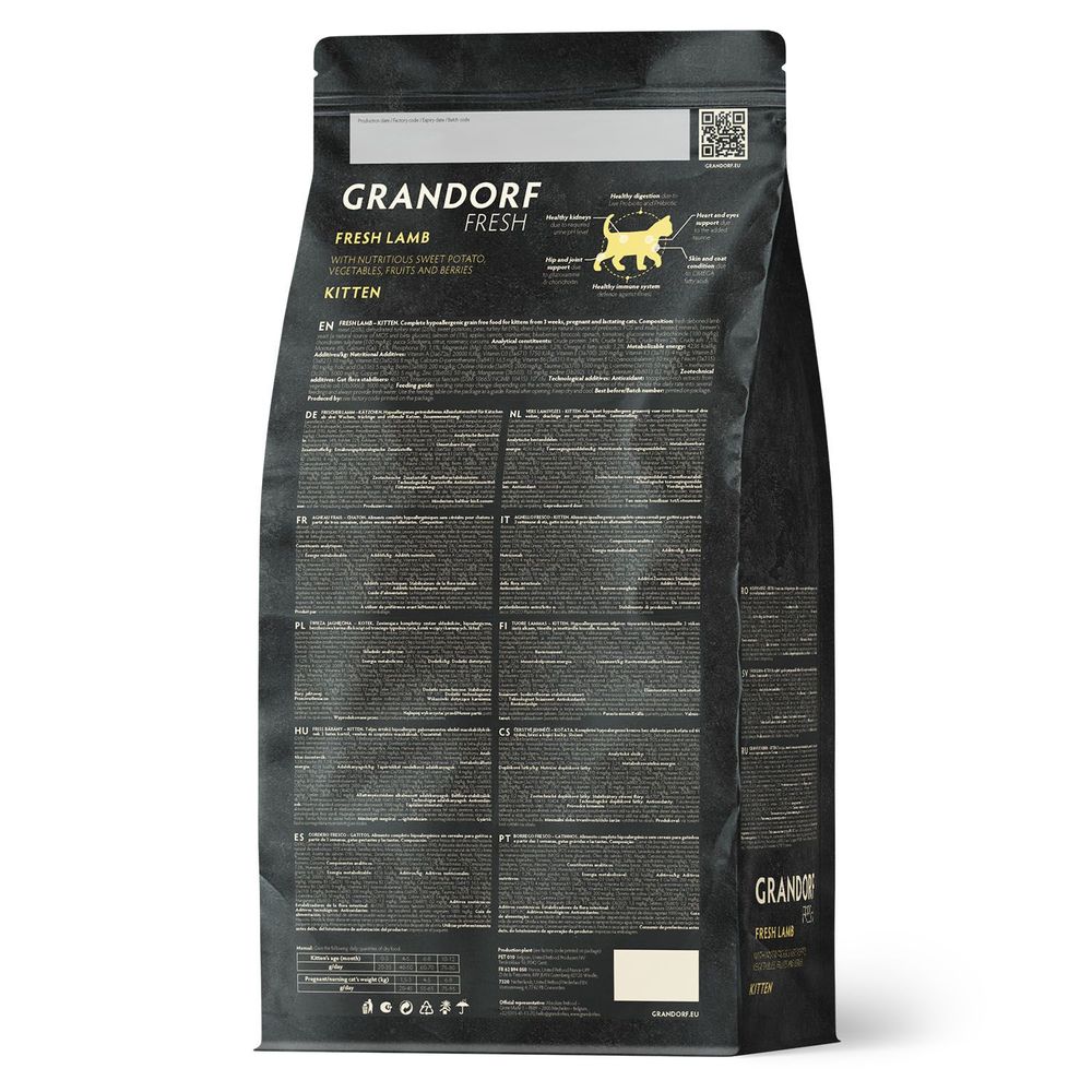 Сухой корм GRANDORF Fresh Cat KITTEN Lamb&Sweet Potato для котят из свежего мяса ягненка с бататом