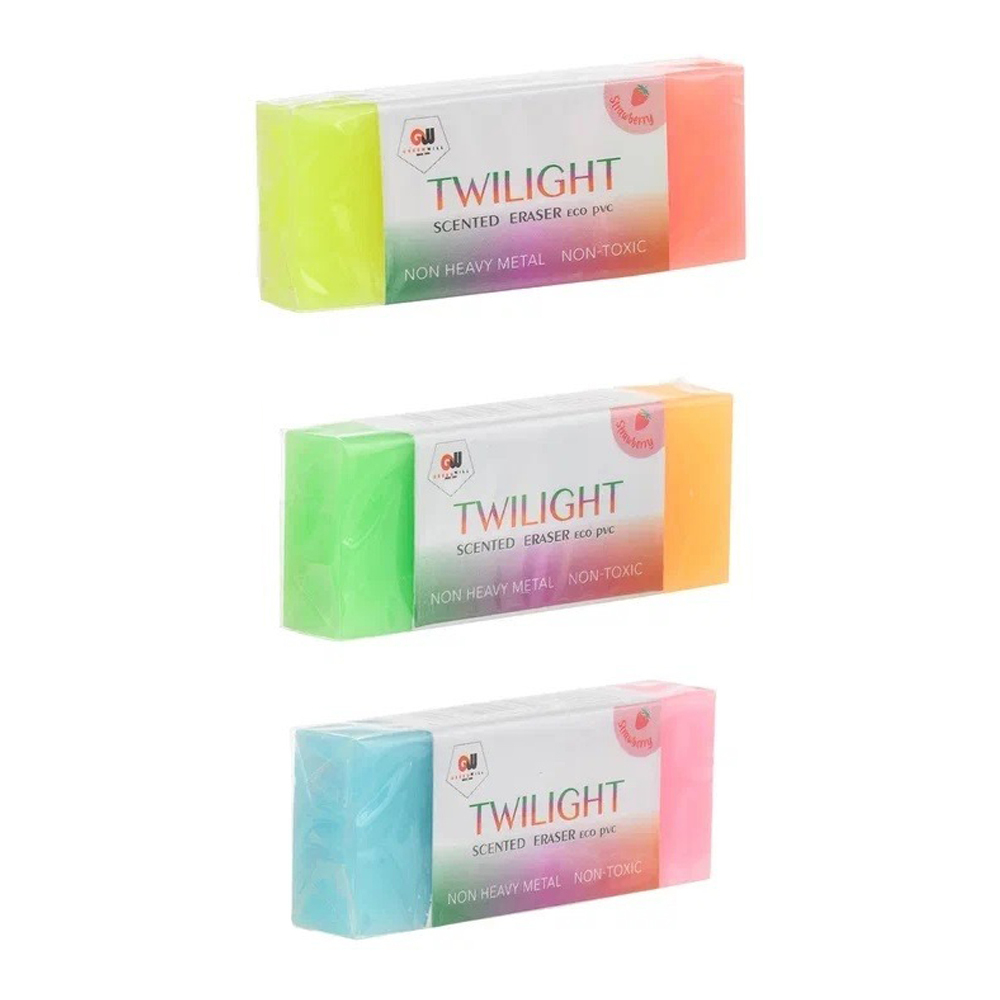 Ластик Basir, прямоугольная форма, ароматизированный, мягкий, цветной корпус, рисунок яркий омбре