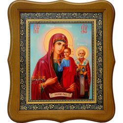 Оковецкая (Ржевская) икона Божьей Матери на льняном холсте.