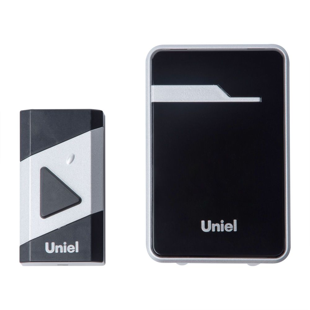 UDB-016W-R1T1-38S-150M-BL-SL Звонок беспроводной. Радиус действия 150м. Черный с серебристым. ТМ Uniel