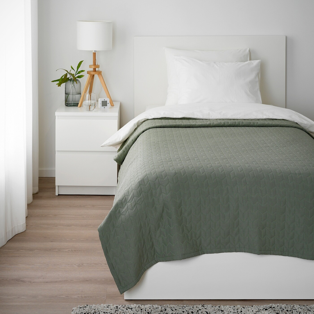 IKEA KÖLAX  (ИКЕА КÖЛАКС)  -  Покрывало, серо-зеленое, 150x250 см