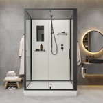 Душевая кабина Niagara Standart ST100/80/15Q/BL/BK (100х80х200) прямоугольник,поддон 15см,распашная,проф.черный,без крыши,3 места