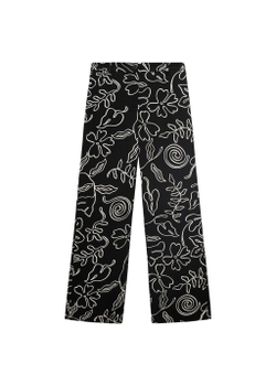 Брюки из смесового льна с цветочным принтом