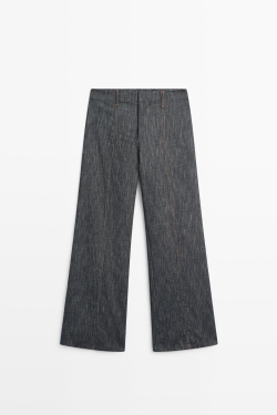 Massimo Dutti Брюки с широкими штанинами под деним, индиго