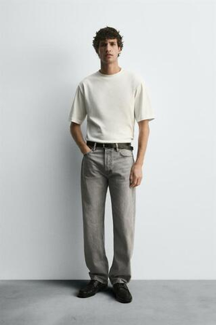 ZARA ДЖИНСЫ STRAIGHT FIT, СЕРЫЙ