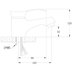Смеситель для раковины, РМС, корот изл, с картриджем, хром, SL86-001