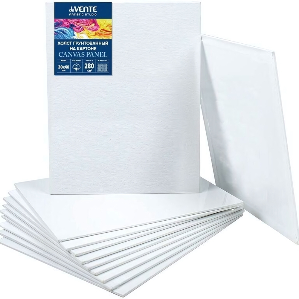 Холст на картоне 30*40см 100% хлопок, 280 г/м2, мелкое зерно "Artisti Studio" (deVENTE)