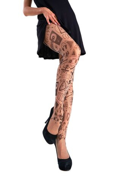 Оригинальные молодежные колготки с рисунком (Размер: S-M-L) (Цвет: бежевый)