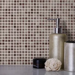 STP-BG024-10 Плитка-мозаика из стекла Steppa Natural бежевая коричневая