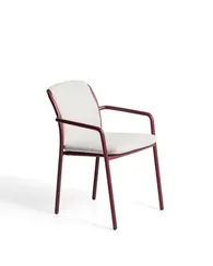 Уличный стул Linosa из бордового алюминия с бежевой подушкой