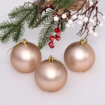 Новогодние шары 8 см (набор 3 шт) «Матовый», шампань