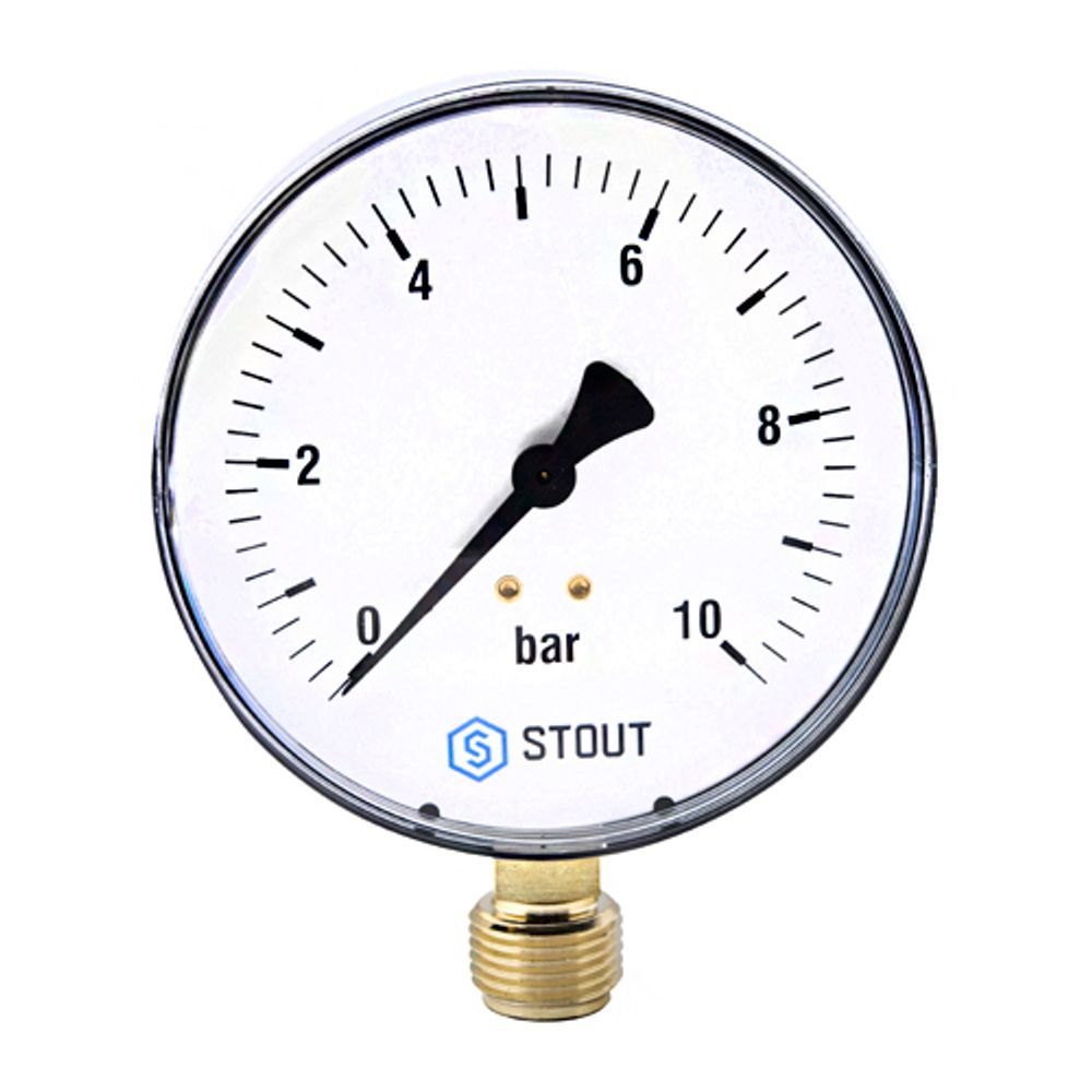 Манометр радиальный STOUT - 1/2&quot; (D100 мм, шкала 0-16 бар)