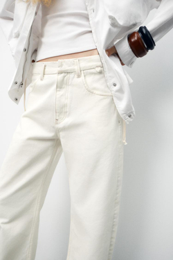 ZARA ДЖИНСЫ-БАНАНЫ TRF С ВЫСОКОЙ ПОСАДКОЙ, ЖЕЛТОВАТО-БЕЛЫЙ