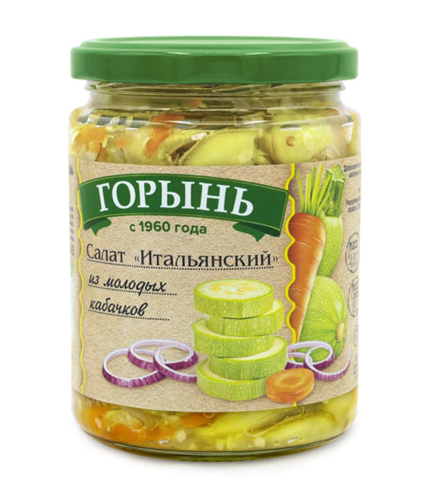 Салат "Итальянский" из молодых кабачков 420г. Горынь - купить не дорого с доставкой по Москве