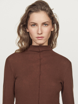 Massimo Dutti Massimo Dutti Футболка с длинными рукавами и декоративными швами, коричневый