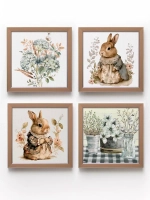 Картины на стену интерьерные на холсте 4 шт, 23*23 см