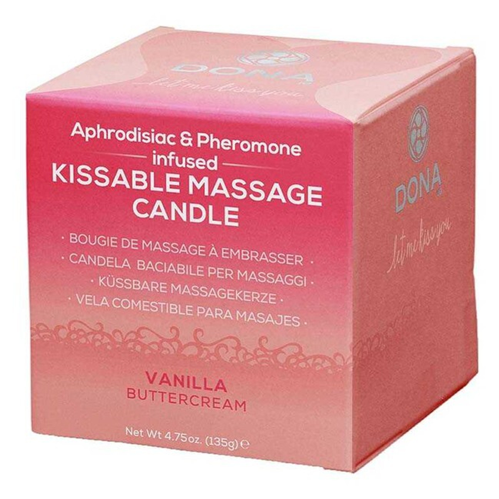 Массажная свеча для оральных ласк Dona Kissable Massage Candle Vanila Buttercream 135 г (Цвет: белый)