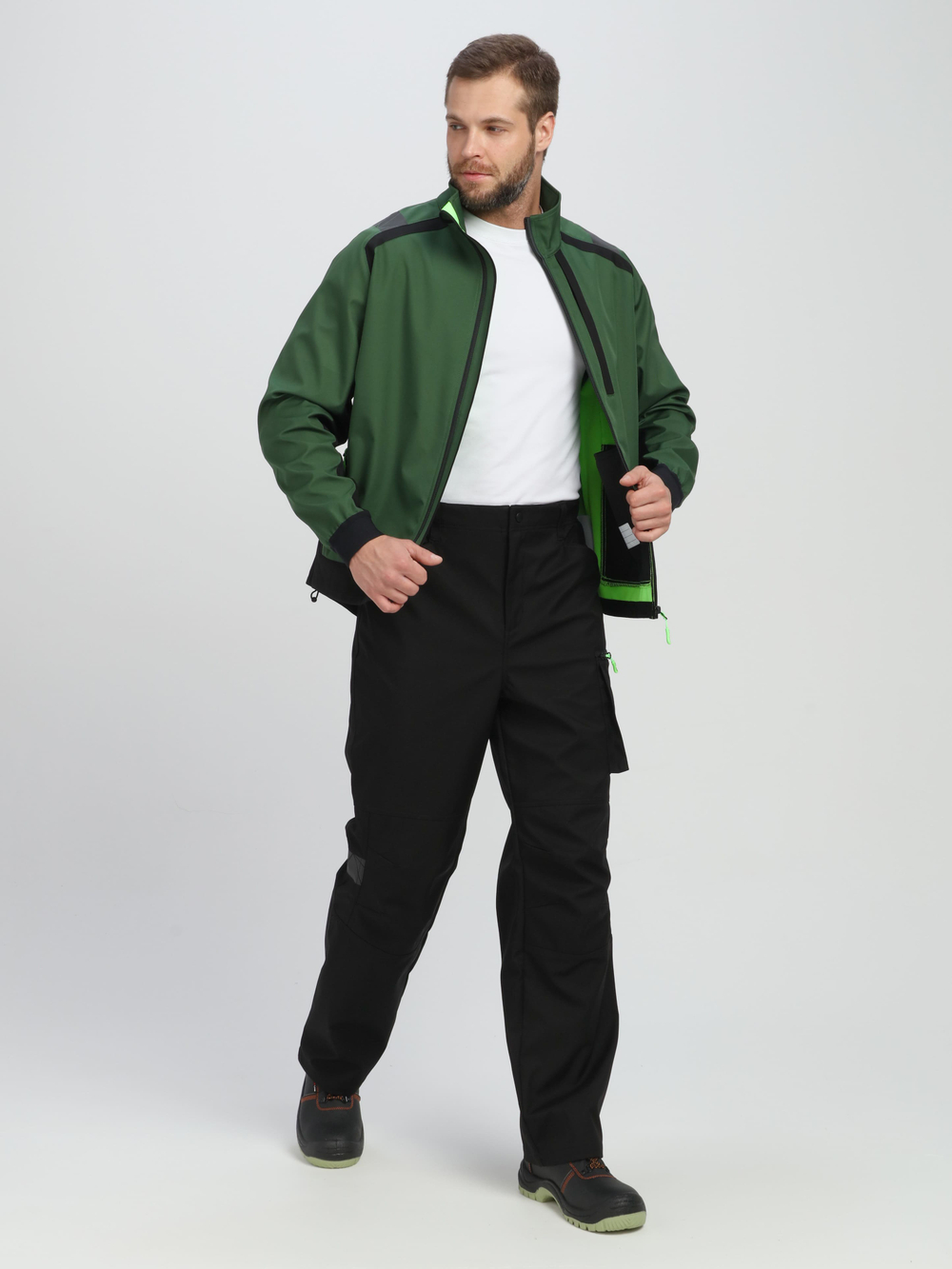 Куртка ProfLineLeader (тк.Софтшел), хаки/черный