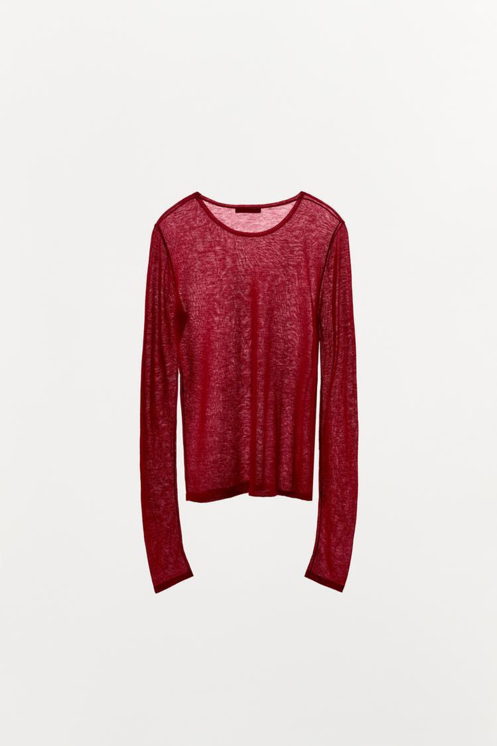 ZARA ФУТБОЛКА ИЗ 100% ШЕРСТИ, КЛУБНИЧНЫЙ