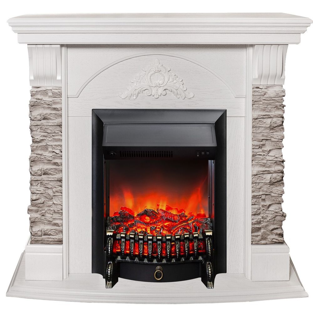 Электрокамин RealFlame Athena GR WT белый с очагом Fobos Lux Black