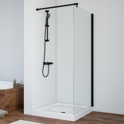 Неподвижная перегородка Vegas Glass EAF NOVO профиль черный матовый, стекло прозрачное