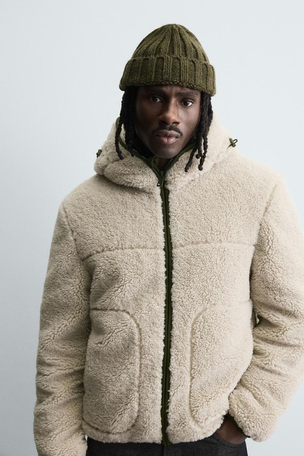 ZARA ШАПКА БИНИ В РУБЧИК, ХАКИ