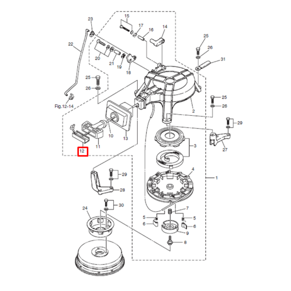 Заглушка ручки ручного стартера Tohatsu 8-9.8 (PNFM40E-07022) (YUELANG)