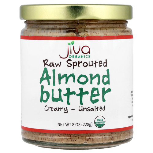 Jiva Organics, Необработанное масло из ростков миндаля, несоленое сливочное масло, 228 г (8 унций)
