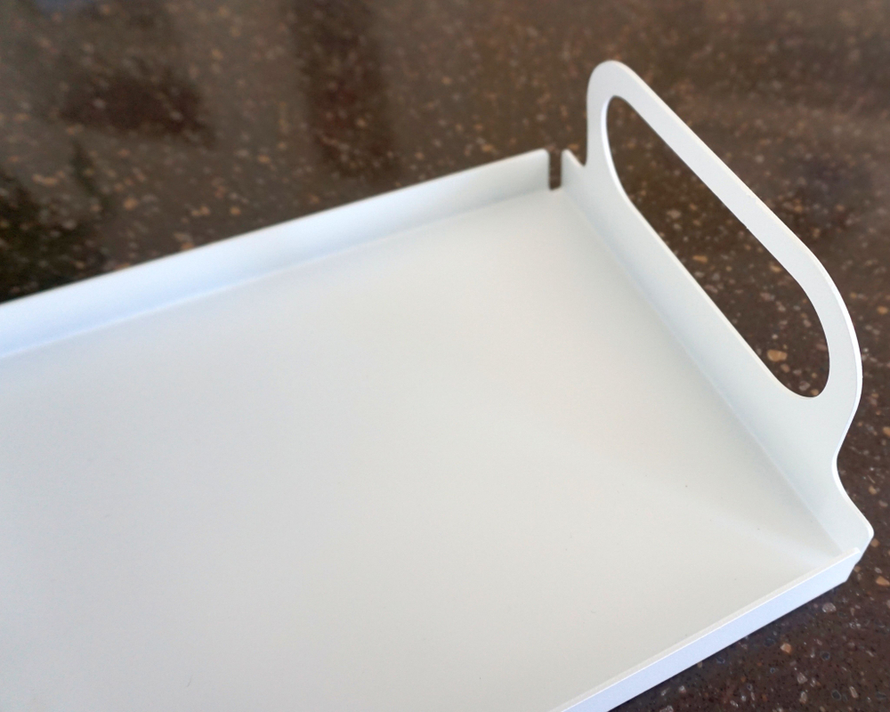 Поднос металлический прямоугольный с ручками, белый, 30х18 см