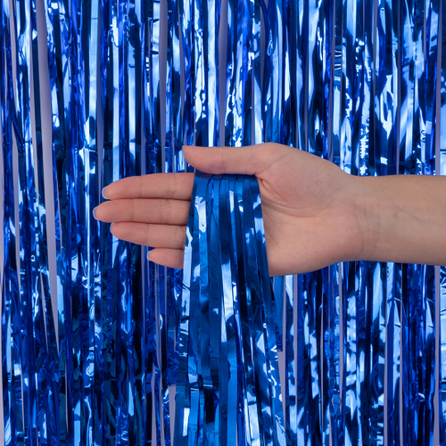 Занавес Дождик Синий, Металлик, 100*200 см ВВ