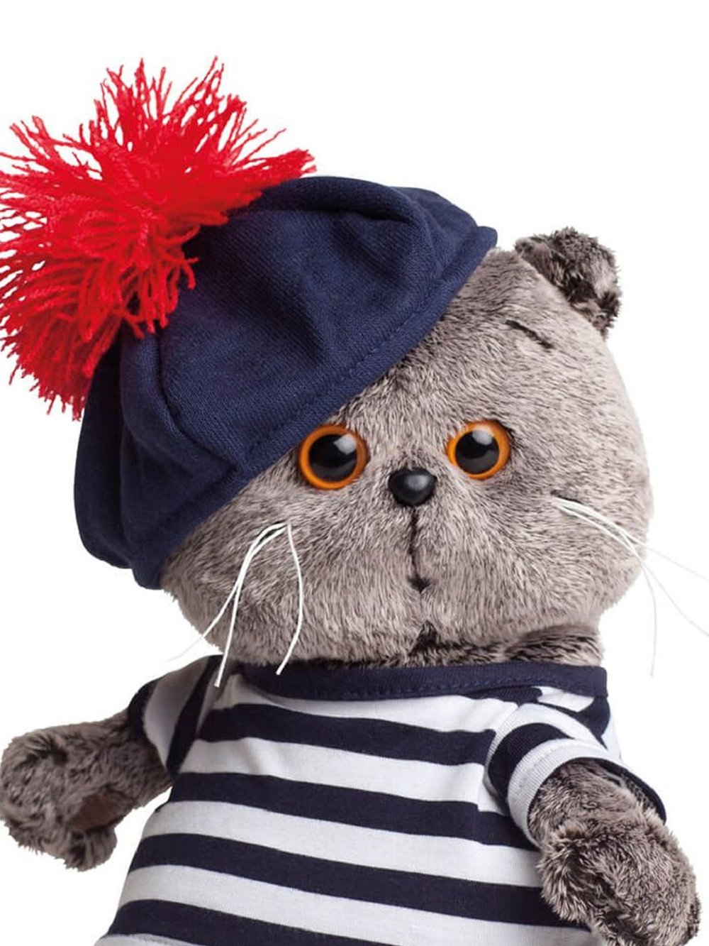 Мягкая игрушка Басик в тельняшке и берете 25см