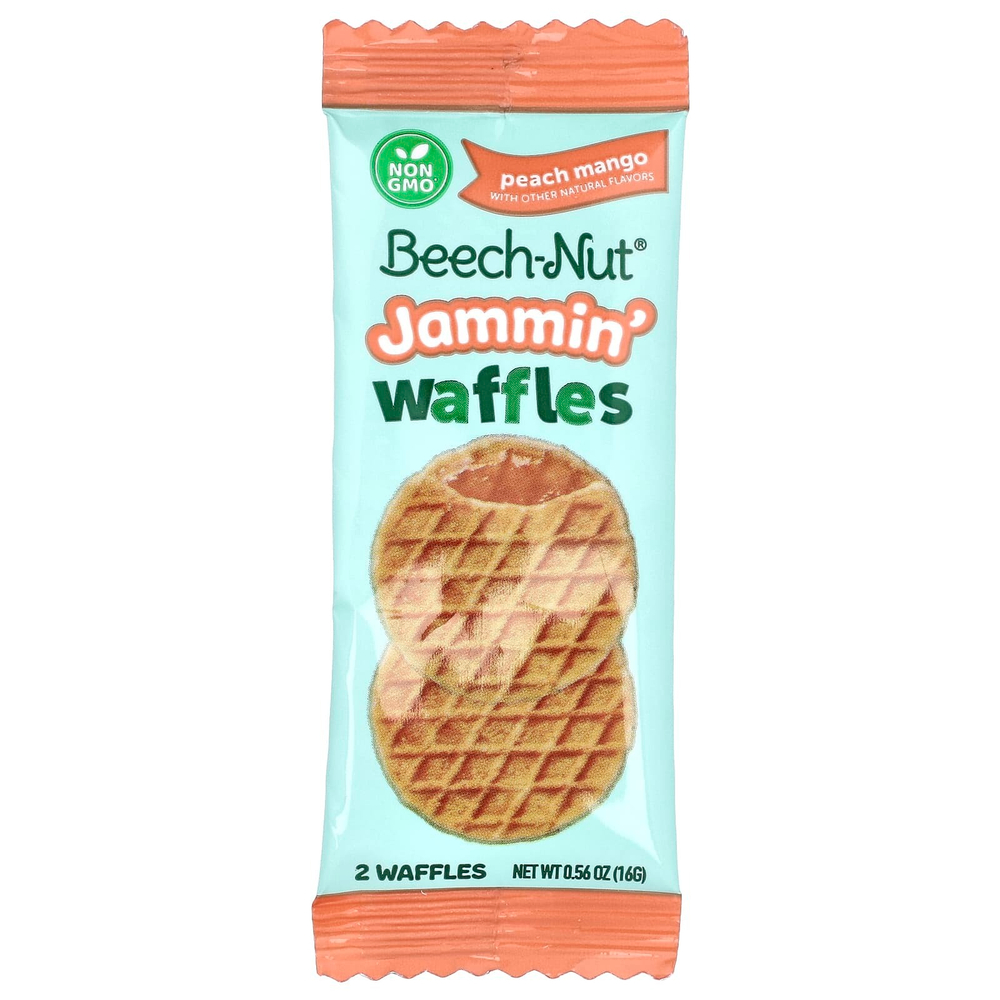 Beech-Nut, Jammin 'Waffles, от 12 месяцев, персик и манго, 5 пакетиков по 16 г (0,56 унции)