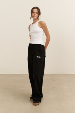 Брюки-трансформеры, с начесом, черные