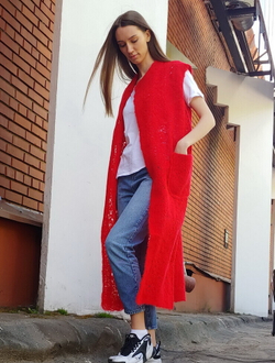 Ажурный жилет "Красный"