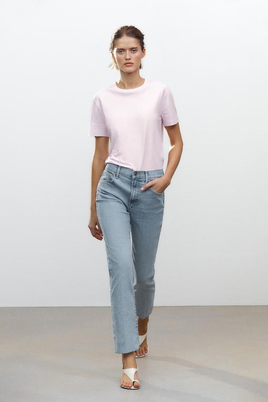 ZARA ДЖИНСЫ BOOTCUT CROPPED С ВЫСОКОЙ ПОСАДКОЙ — ZW COLLECTION, ГОЛУБОЙ