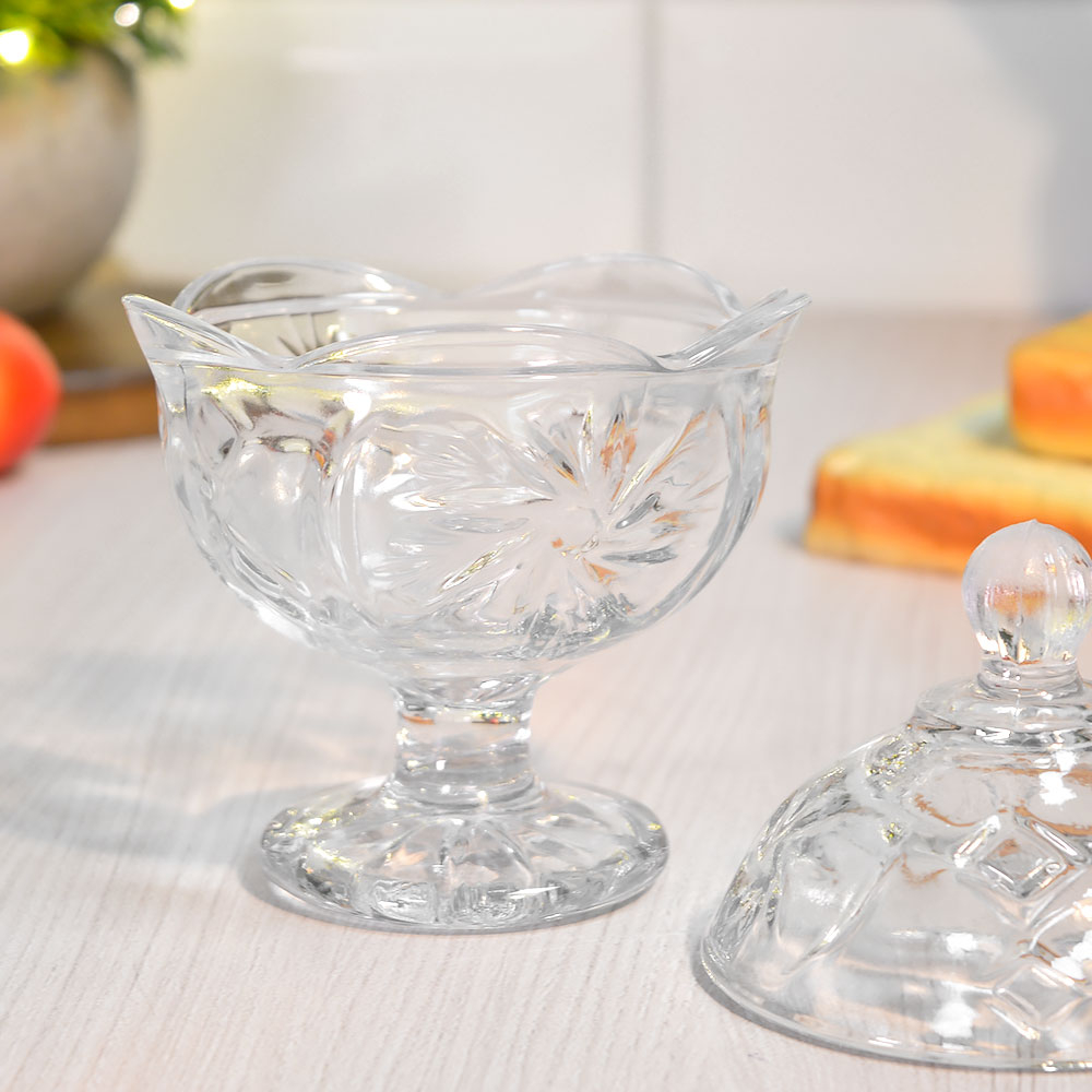 Ваза на ножке с крышкой 170мл 9,5*9,5*14,5см