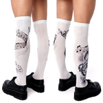 Белые гольфы с принтом в виде нот (Цвет: белый)