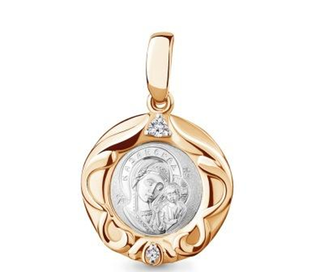 Икона Божьей Матери.ю Казанская из золота с фианитами