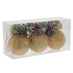 GAEM Набор из 3шт Украшение новогоднее "Шар", D 7.5 см, L23,5 W8 H11,5 см