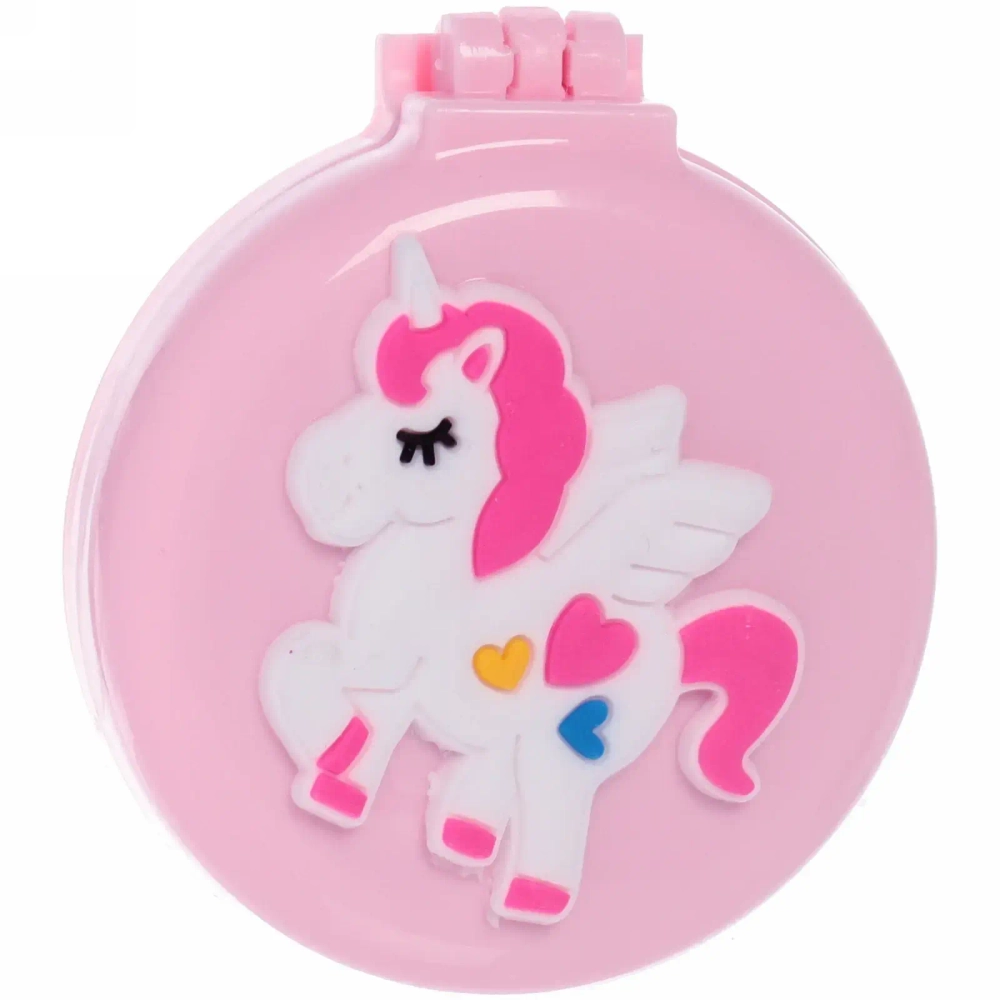 Расческа массажная детская складная «Barbariska» с зеркалом, единорожек, цвет микс, d-7см