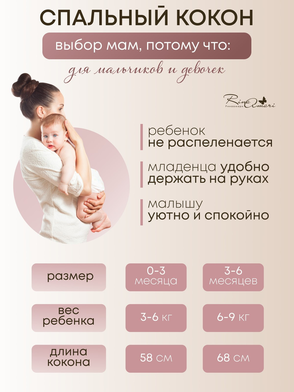 Пеленальный кокон RinaAmari Шалфей