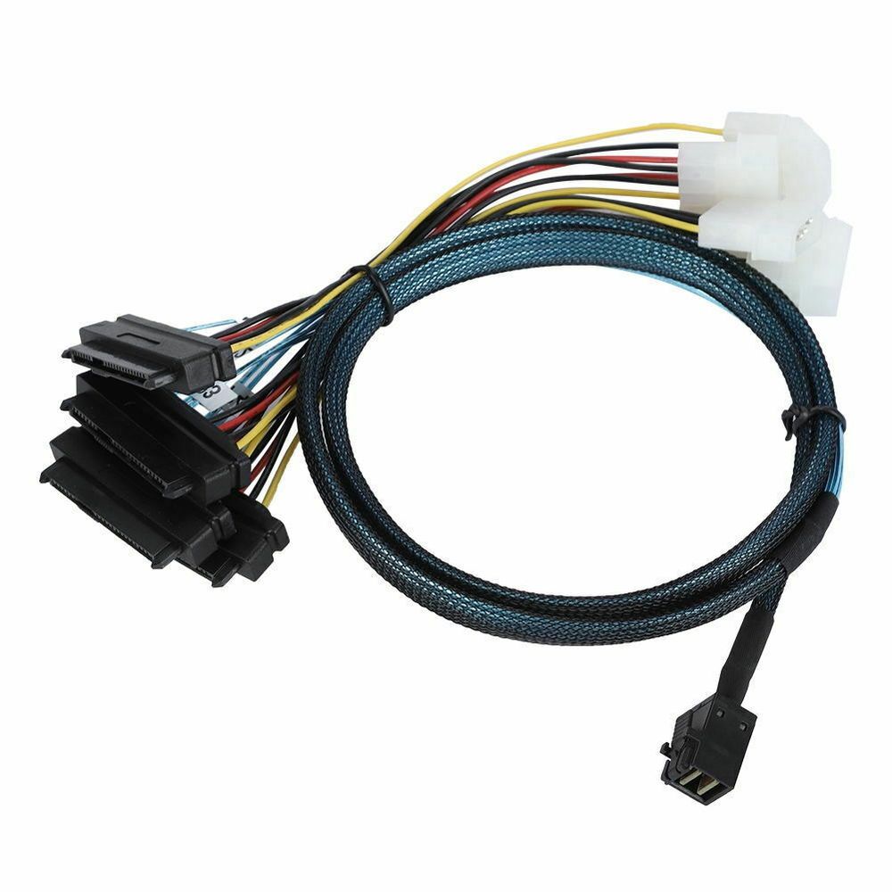 Кабель Mini SAS HD SFF-8643 - 4xSFF-8482  5.25 MOLEX POWER  1.0м PWR